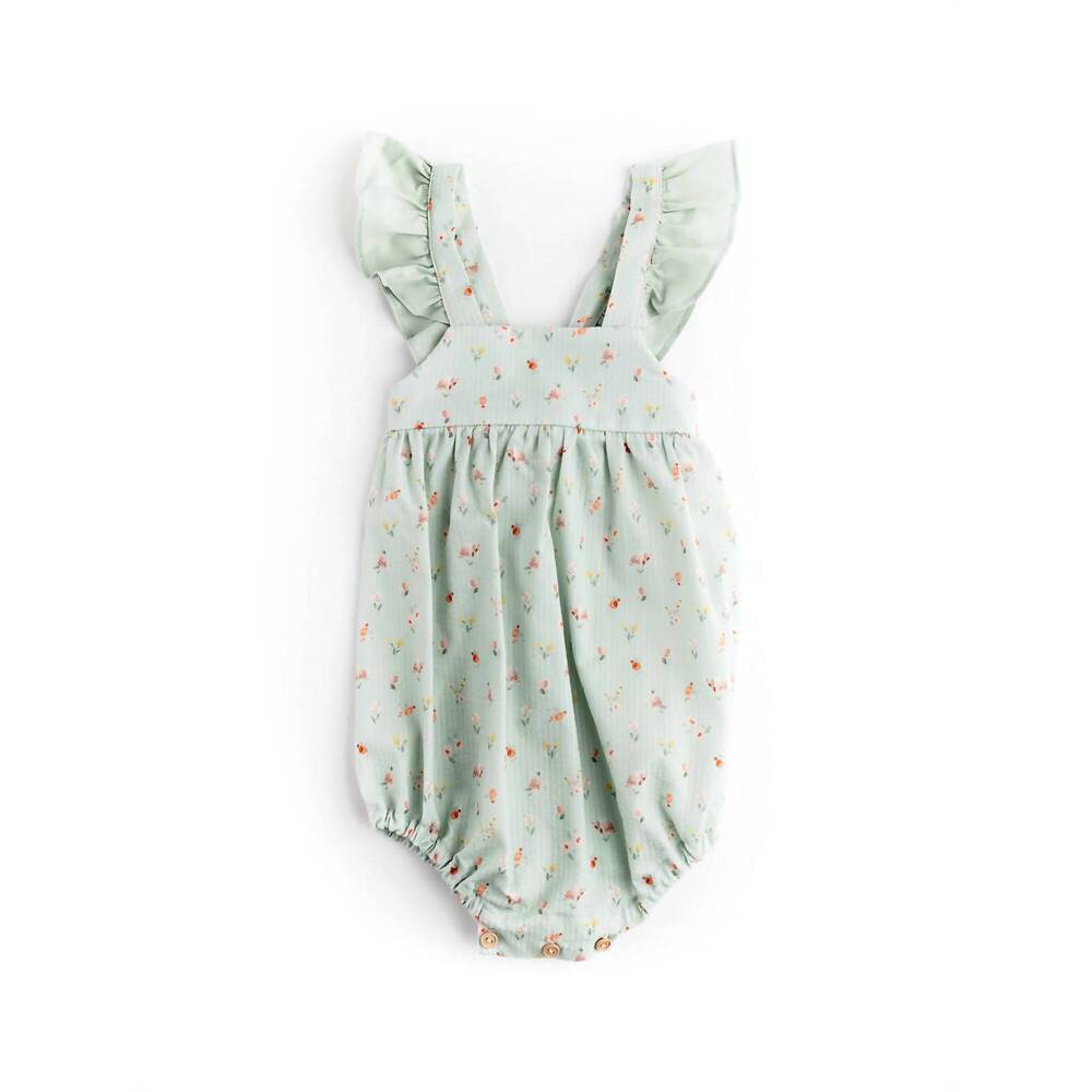 NEW BELAN.J girl's alana ruffled romper in green